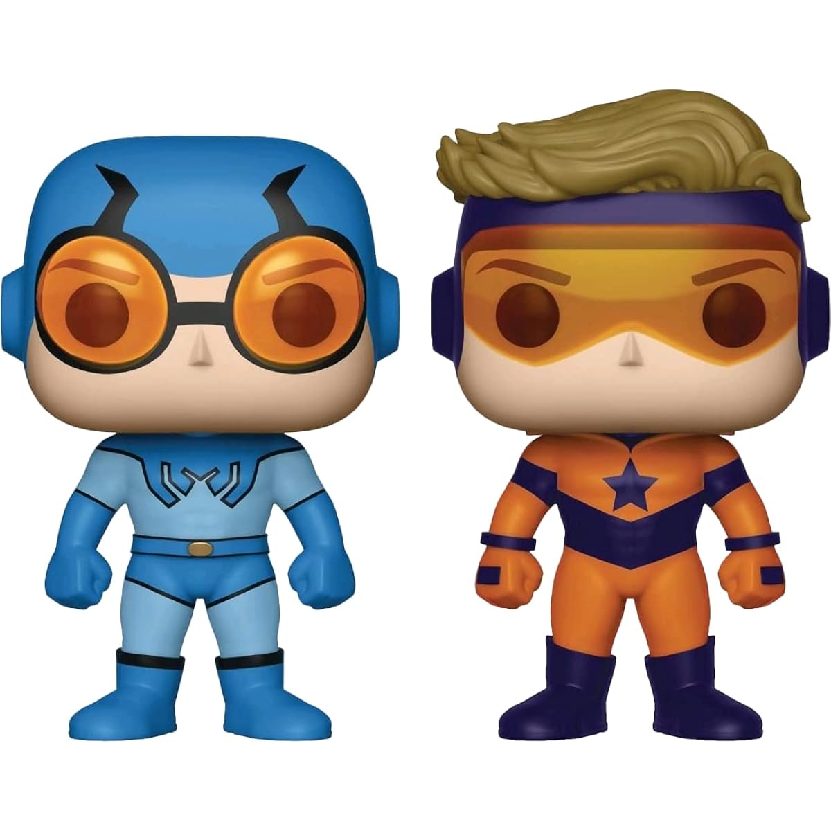 Blue Beetle & Booster Gold (PX Exc): P o p ! Heroes Vinyl Figure Bundle with 1 Compatible Protector (23385 - B)