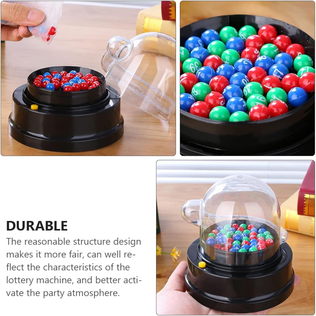 Amosfun Mini Lottery Machine Electric Shake Lucky Ball Machine Fortunate Number Picker for Party Entertainment