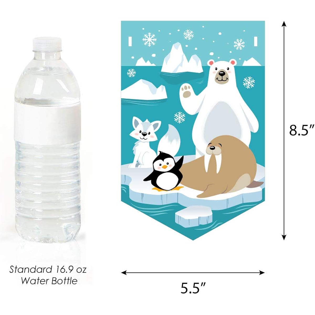 Big Dot of Happiness Arctic Polar Animals - Winter Baby Shower or Birthday Party Bunting Banner - Party Decorations - Snowy Day Party