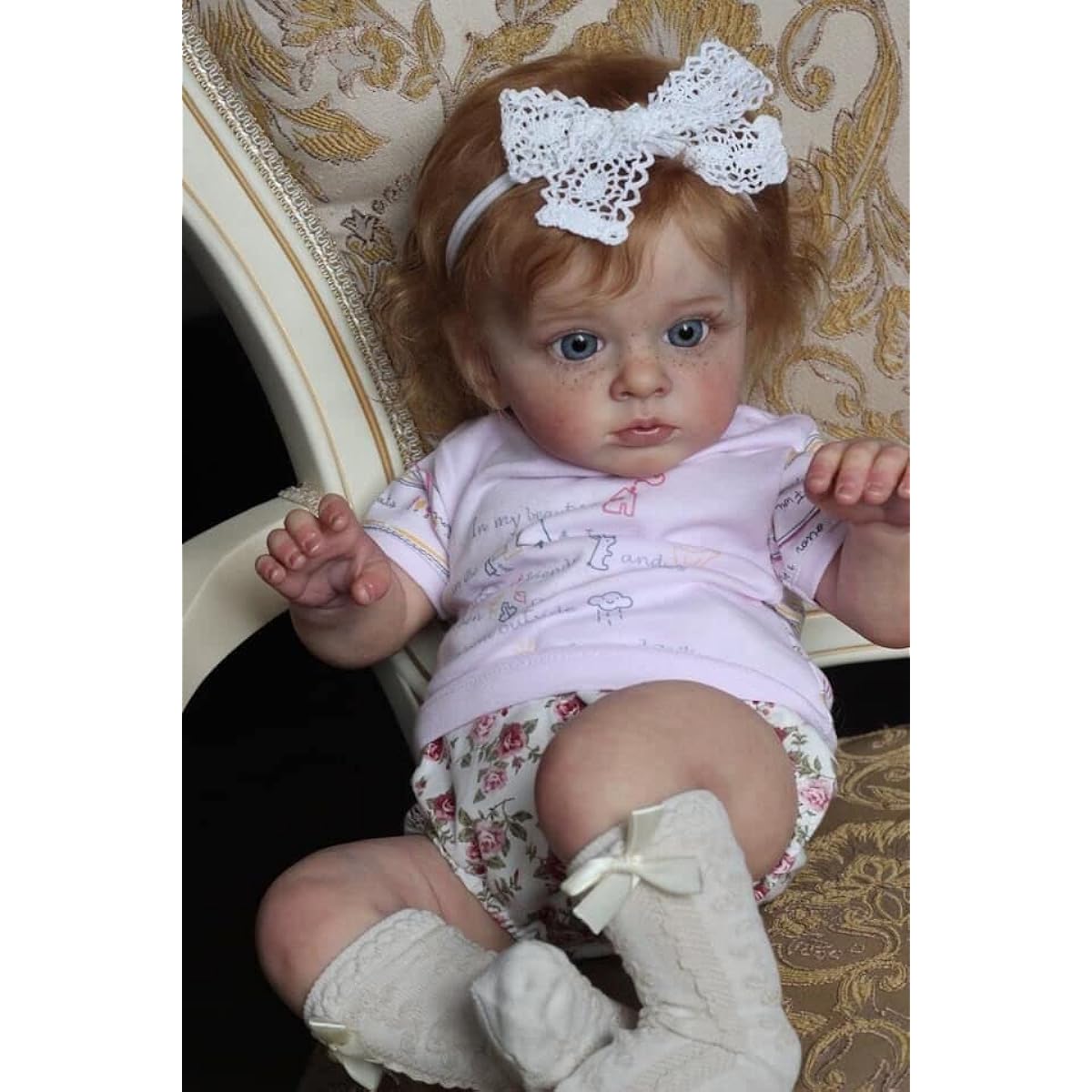 RXDOLL 23" Real Life Reborn Toddler Baby Doll Girl Silicone Realistic Vivid Toddler Reborn Doll Reborn Doll Blue Eyes for Collection Kids Gift (Plush Toy Not Included)