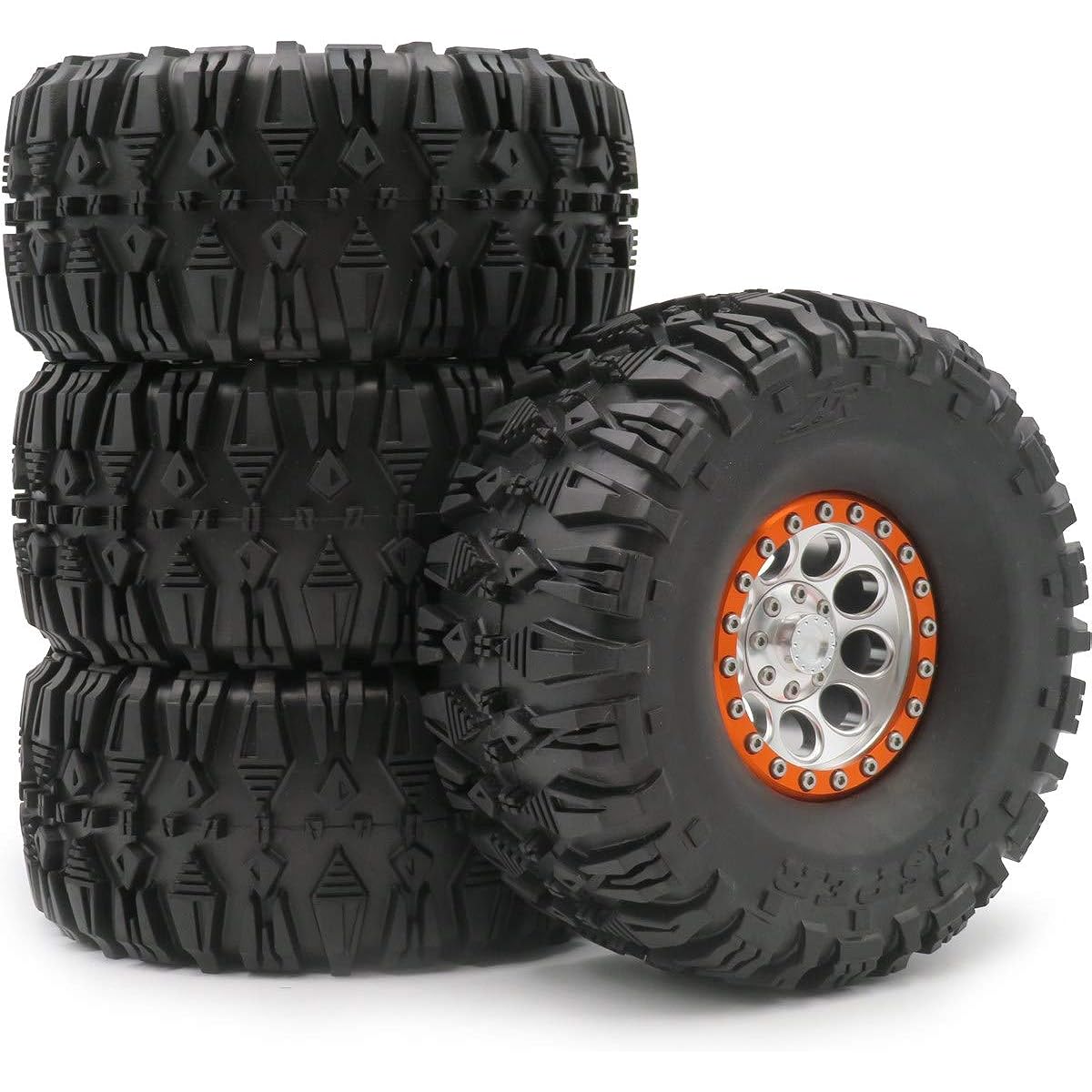 RC 2.2 Tires Tire Height(Outer Diameter):135mm & Aluminum Alloy 2.2 Beadlock Wheel Rim for RC Crawler Truck