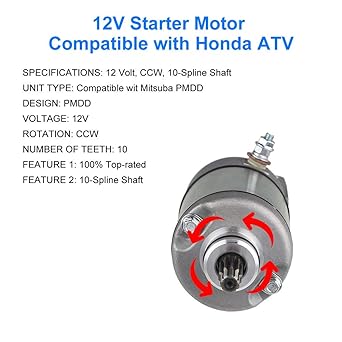WATERWICH Starter Honda 300 fourtrax Soleniod Trx300 Trx300fw Trx300ex 250es 1987-2000 31200-HC4-023 31200-HC4-033 SM13213 128000-4 Replacement 40