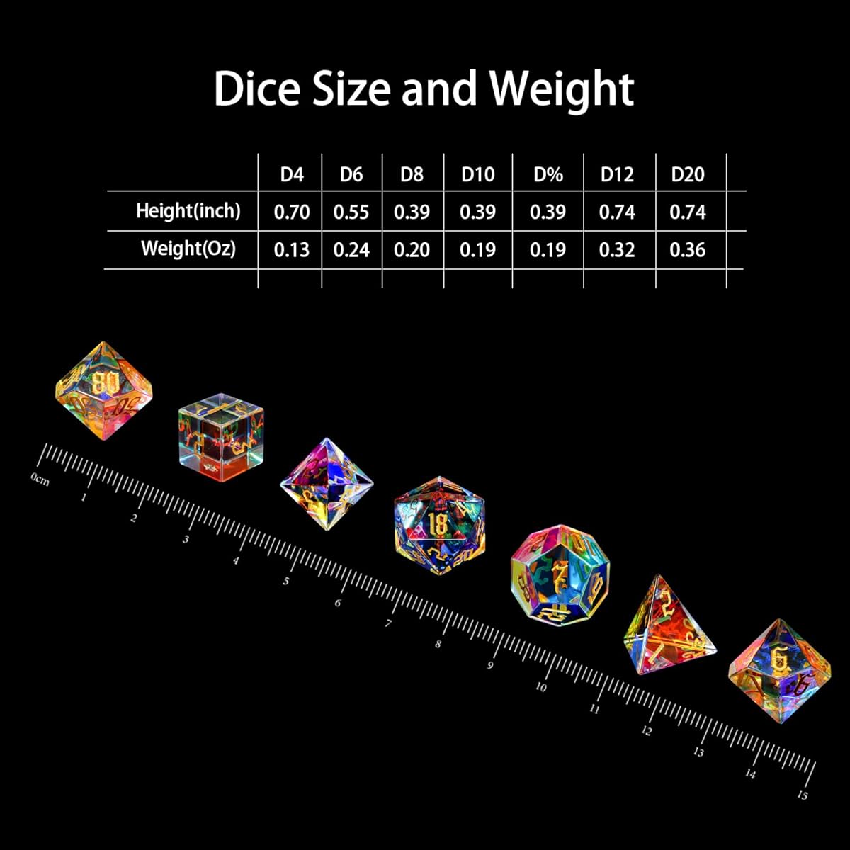 Lucky-M Gemstone Dice DND Dice Dungeons and Dragons Mini Dice Set Role Playing Game Dice Set D&D Accessories Gift (7.Rainbow Mirror)