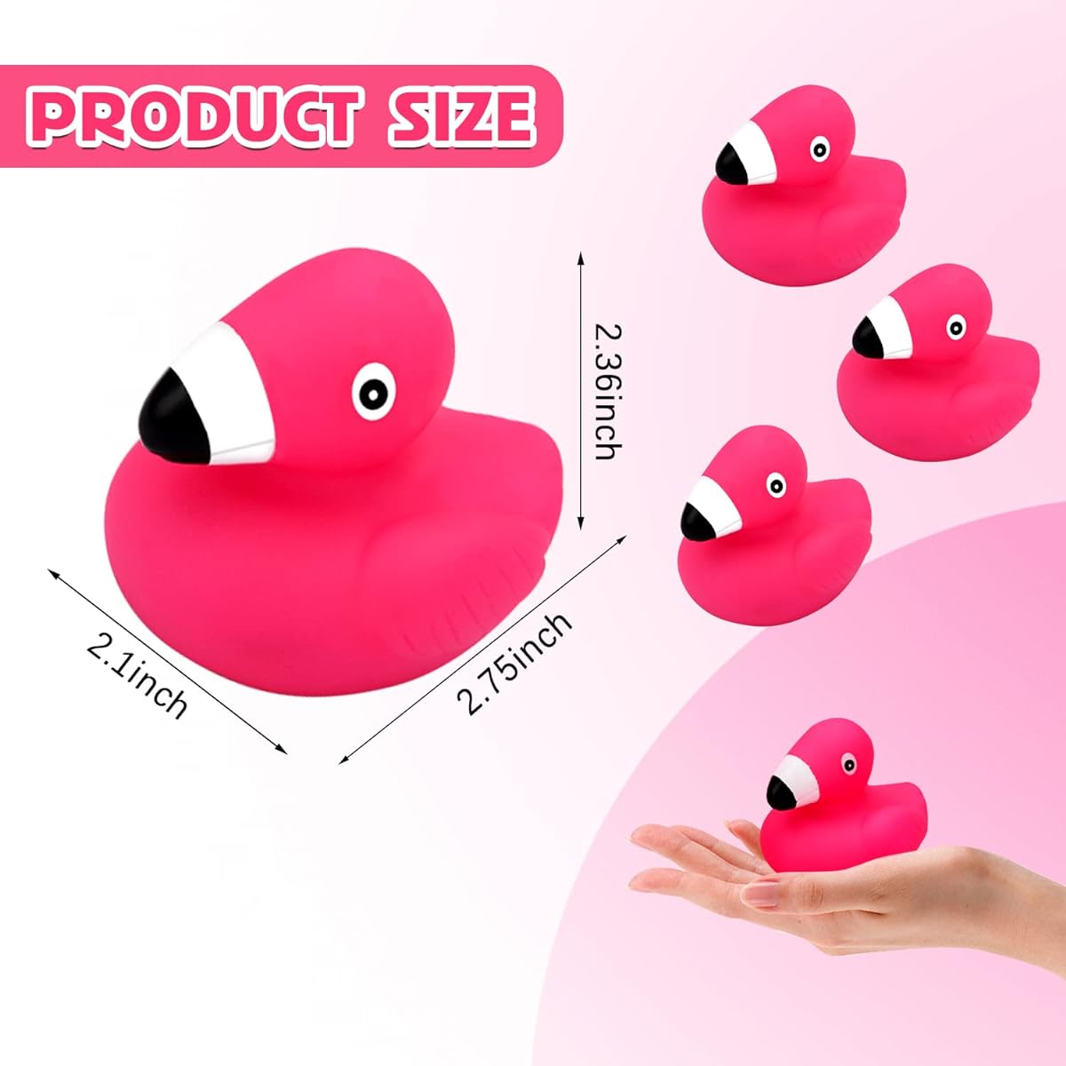 36pcs Pink Flamingo Rubber Ducky Float Bathtub Ducky Swimming Pool Flamingo Mini Rubber Flamingo Squeaky Rubber Duck Shower Birthday Party Favor Carnival Gift Car Decor Pink