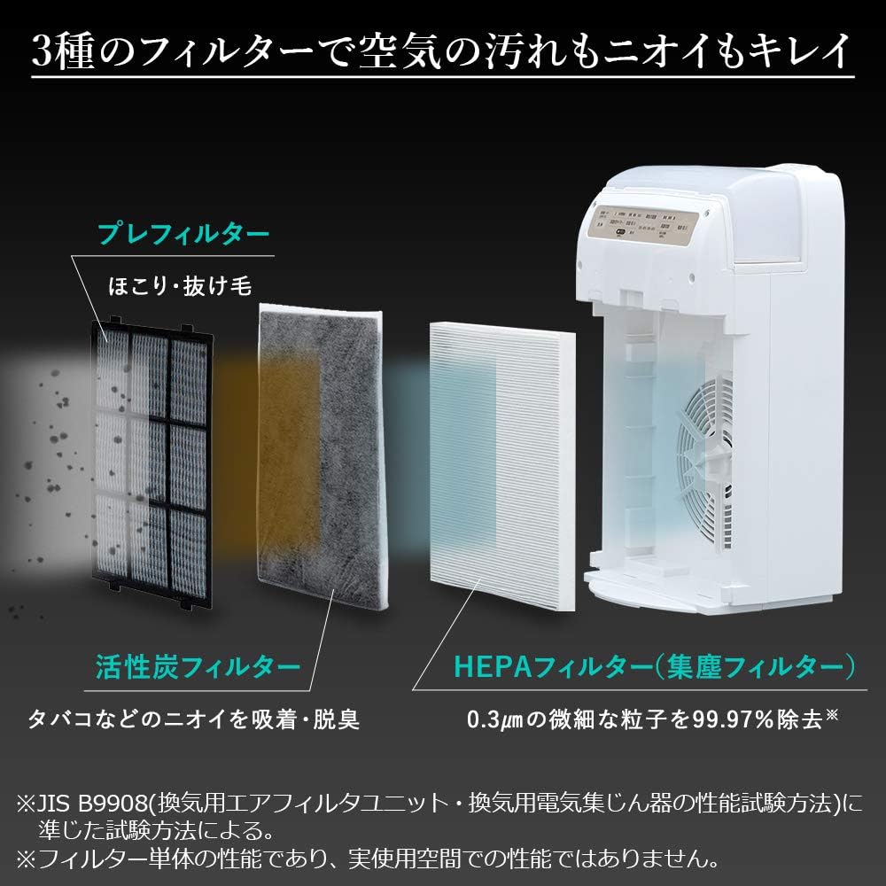 Iris Ohyama Air Purifier with Humidification Function, 10 Tatami Mats, Humidifier, Steam Type (Heating Type), Humidification Volume, 300ml, Deodorizing, Disinfecting, Deodorizing, Dust, Pollen, Dust Collection, PM2.5, Pets, Quiet, Energy Saving, Lightwei
