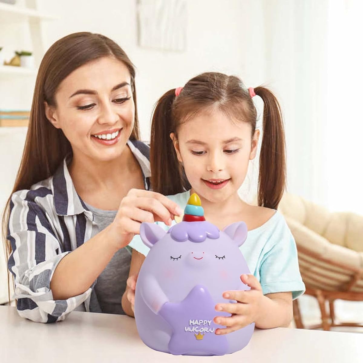 Unicorn piggy bank (purple)