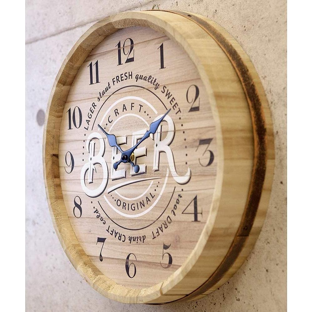 American Barrel Top φ40cm Clock Beer Barrel Wall Clock Clock Goods American Miscellaneous Retro Antique Vintage Style Wall Clock American Miscellaneous Goods (Beer)