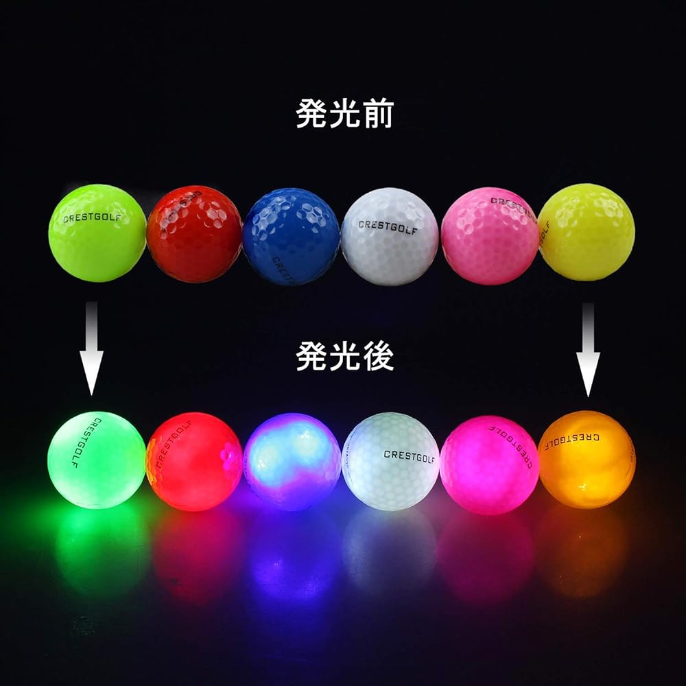 Crestgolf Glowing Golf Balls New Popular Golf Balls, 6 Pieces, Multi-colored, Can Be Luminous at Night