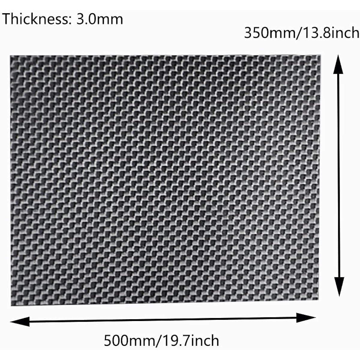 BAIWANLIN 3K Carbon Fiber Pure Plate Weave Laminated Panel Sheet Board High Hardness Cuttable Matte Surface Plain RC Drone Frame Thickness: 3mm, 350mm*500mm