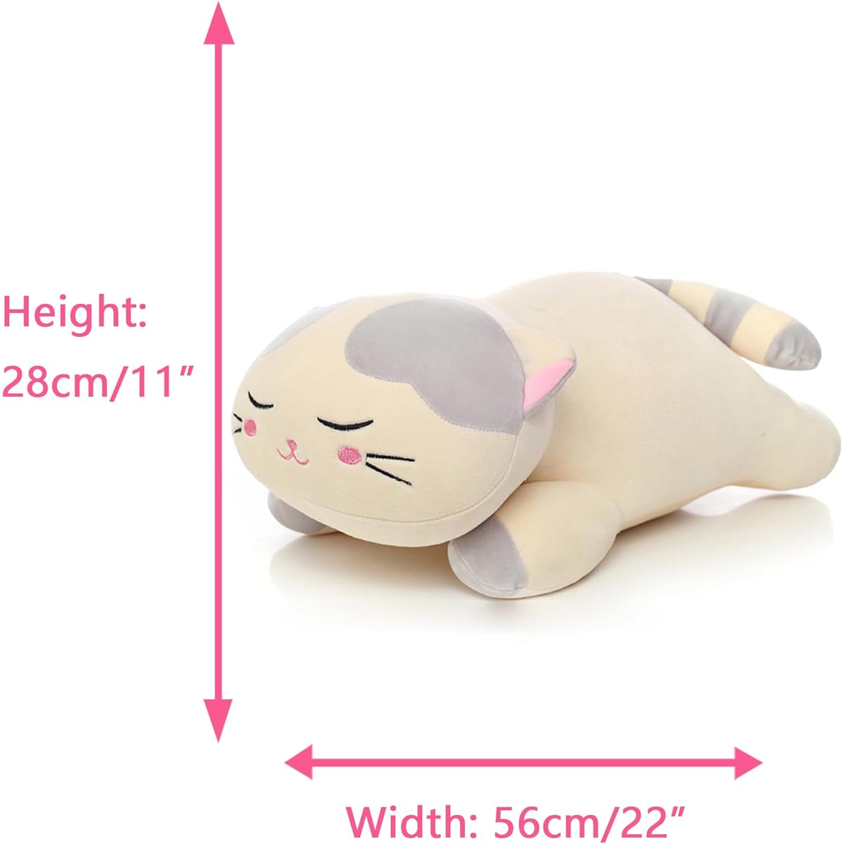 Lazada Kids Pillow Plush Cat Pillow Pet Gift for Toddler Girls 22 Inch Brown