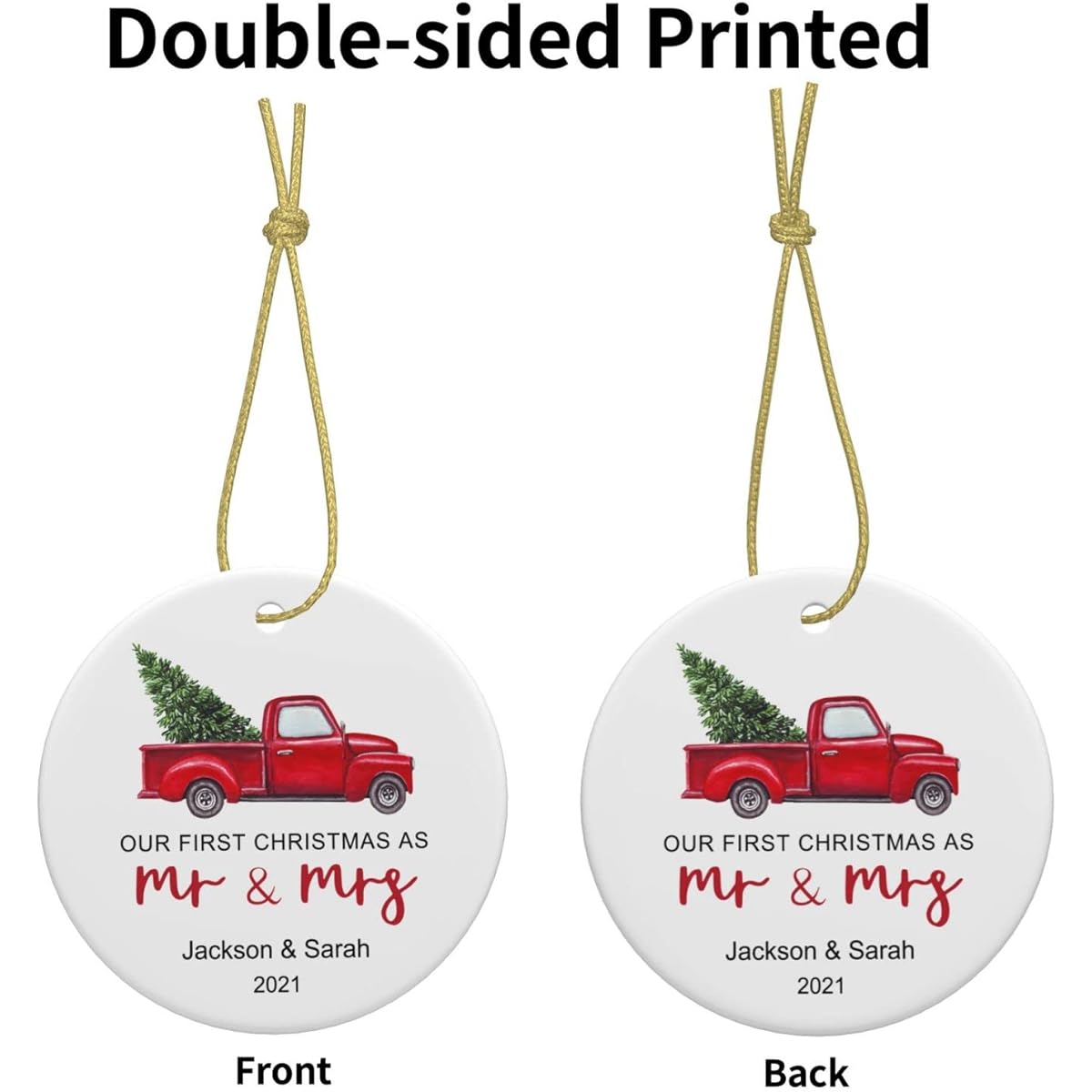 Personalized First Christmas Wedding Ornament 2021 Christmas Tree Home Decoration