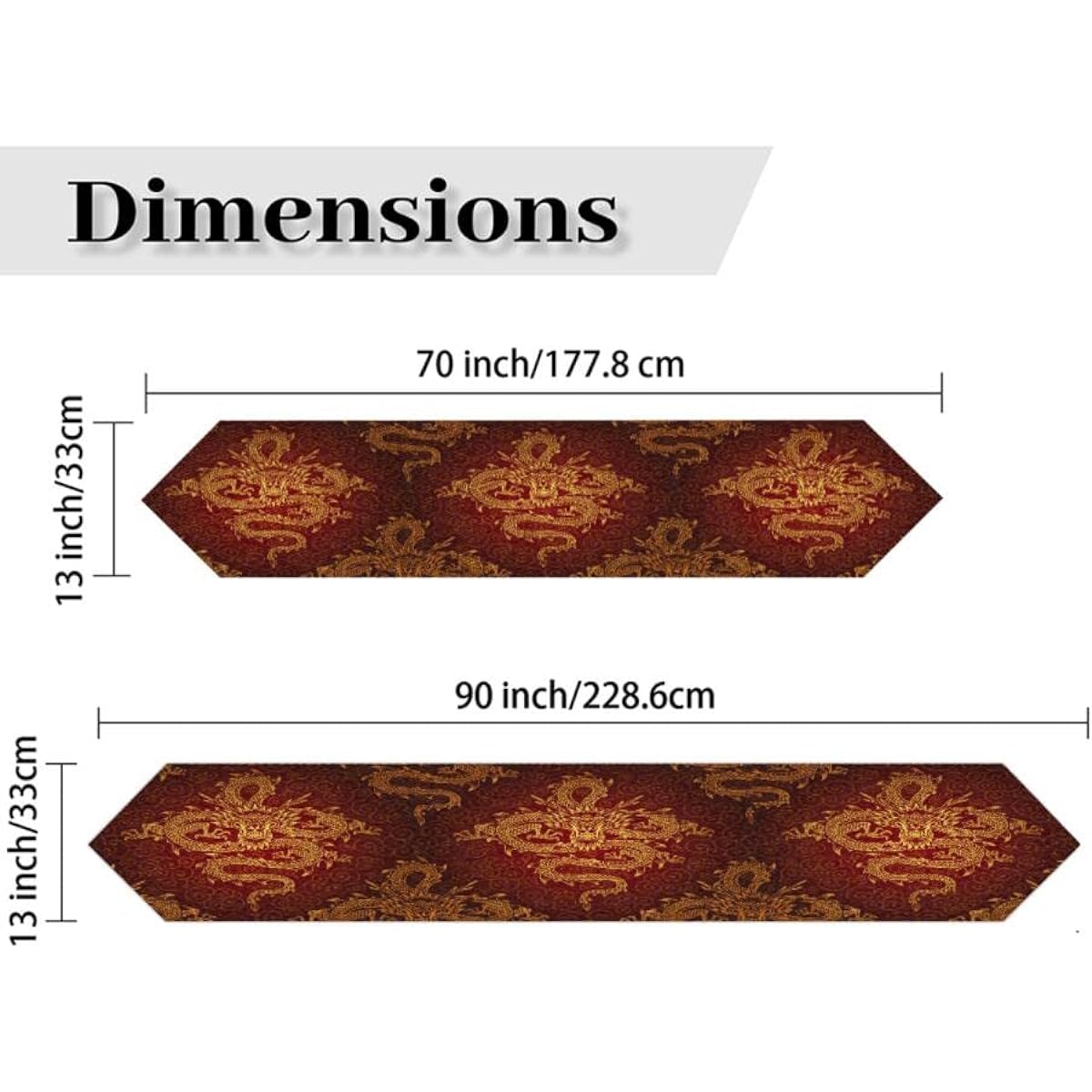 AUUXVA 13x70 inches Long Table Runner Chinese Animal Dragon Decorative Polyester Table Runner for Home Coffee Kitchen Dining Table Party Banquet Holiday Decoration 13x70 inches
