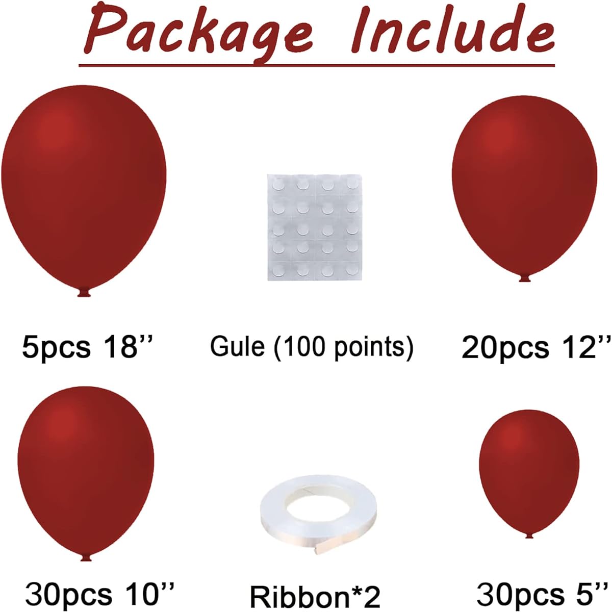 Ruby Red Balloons Different Sizes 85 Pieces Ruby Red Balloon Garland Arch Kit 5/10/12/18 Inch Garnet Red Latex Balloons for Wedding Birthday Valentine's Day Engagement Anniversary Party Decoration