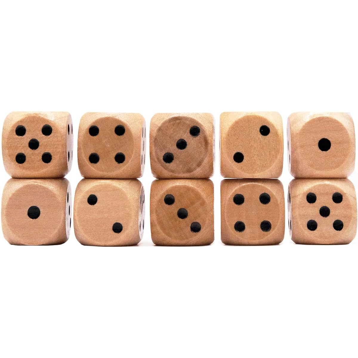 STAHLHAMMERS Wooden Dice Set of 10, Standard 16mm, 6 Sides, Perfect for Board Games and RPGs
