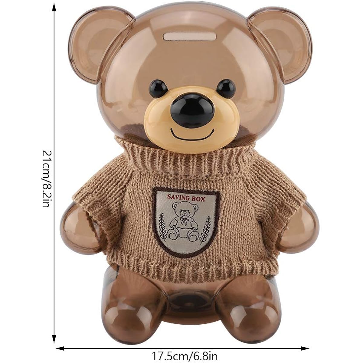 Piggy Bank Money Box Money Box Plastic Coin Bank for Adults Bear Shaped Piggy Bank Cute Piggy Bank Adult Home Decoration (Beige Transparent Bear)
