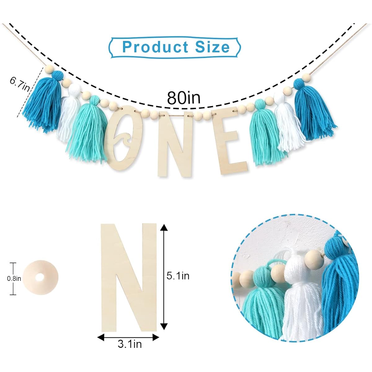 The Big One Tassel Garland 1st High Chair Banner - Surf First Birthday Banner Printable Instant Download Vintage Surfboard Ocean Beach Party (WAVE ONE BANNER)