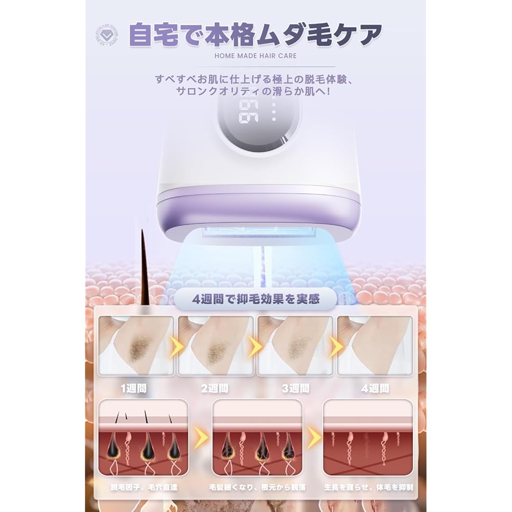 Ryqtop Salon Grade IPL Light Epilator, 21J, Whole Body Hair Removal, Cold Sensory Epilator, Low Temperature Sapphire Cooling, Painless Epilator, 990,000 Irradiation, Home Epilator, Women's, VIO