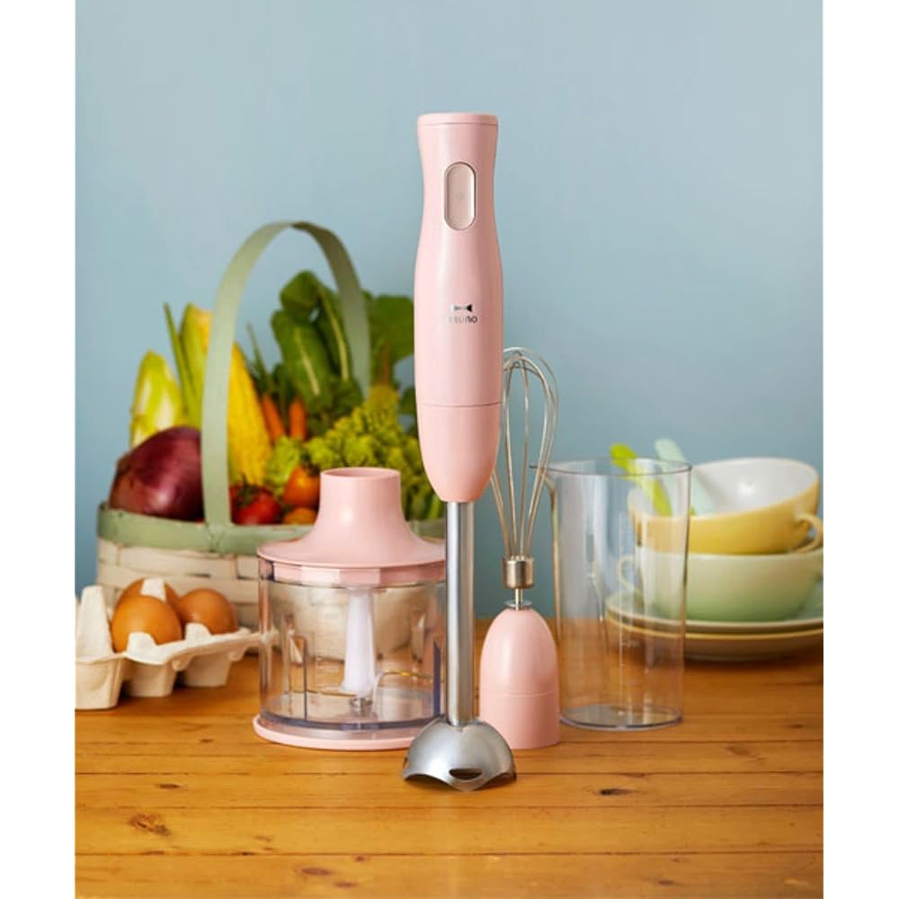BRUNO Multi-Stick Blender Attachment 3 Types (Blender Whipper Chopper) Celebration Wrapping Ceramic Storage Container Set Baby Food Mixer Slim Compact Hand Mixer Hand Blender Handy Mixer Multifunctional Pink BOE034-PK 1703601