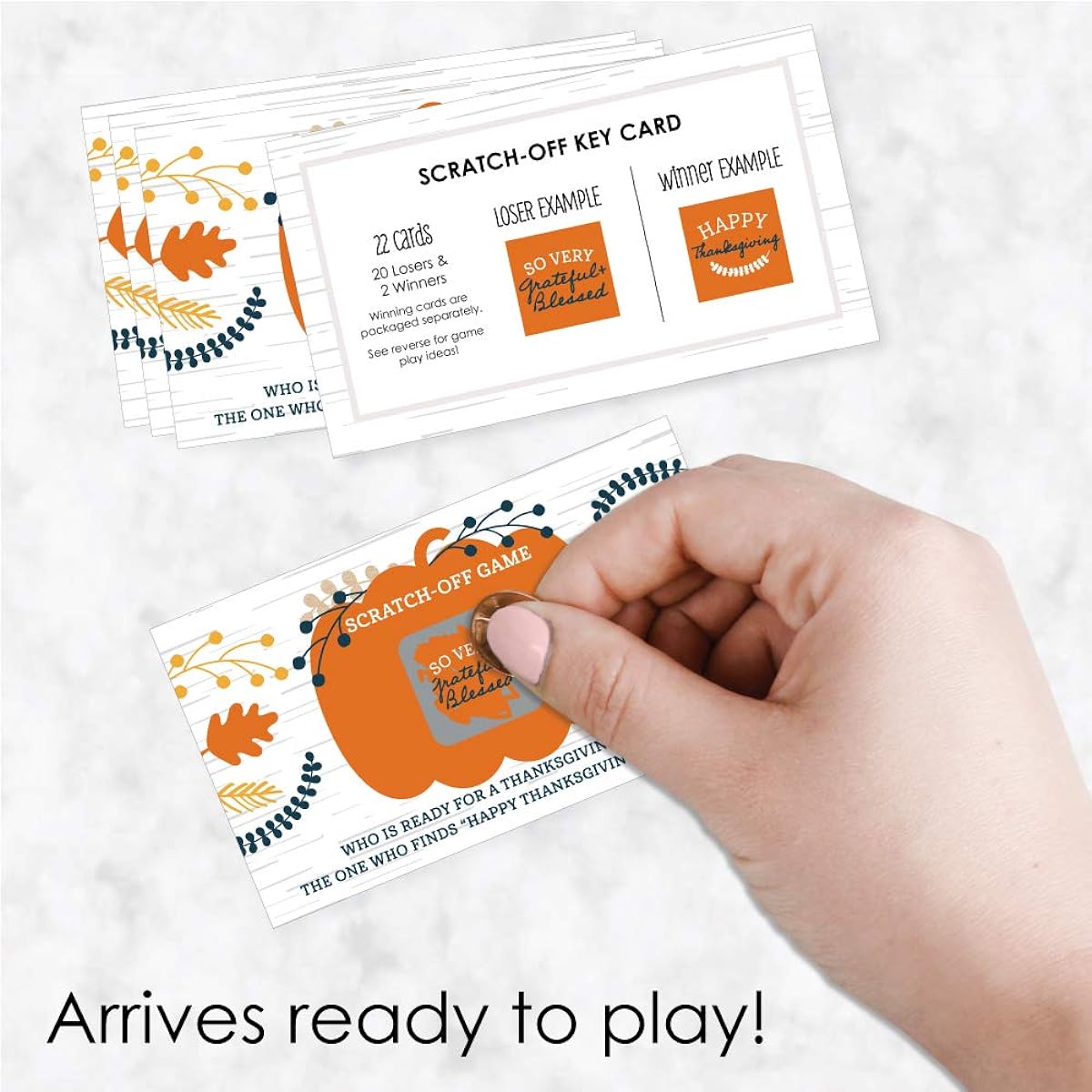 Big Dot of Happiness Happy Thanksgiving - Fall Harvest Party Game Scratch Off Cards - 22 Cards