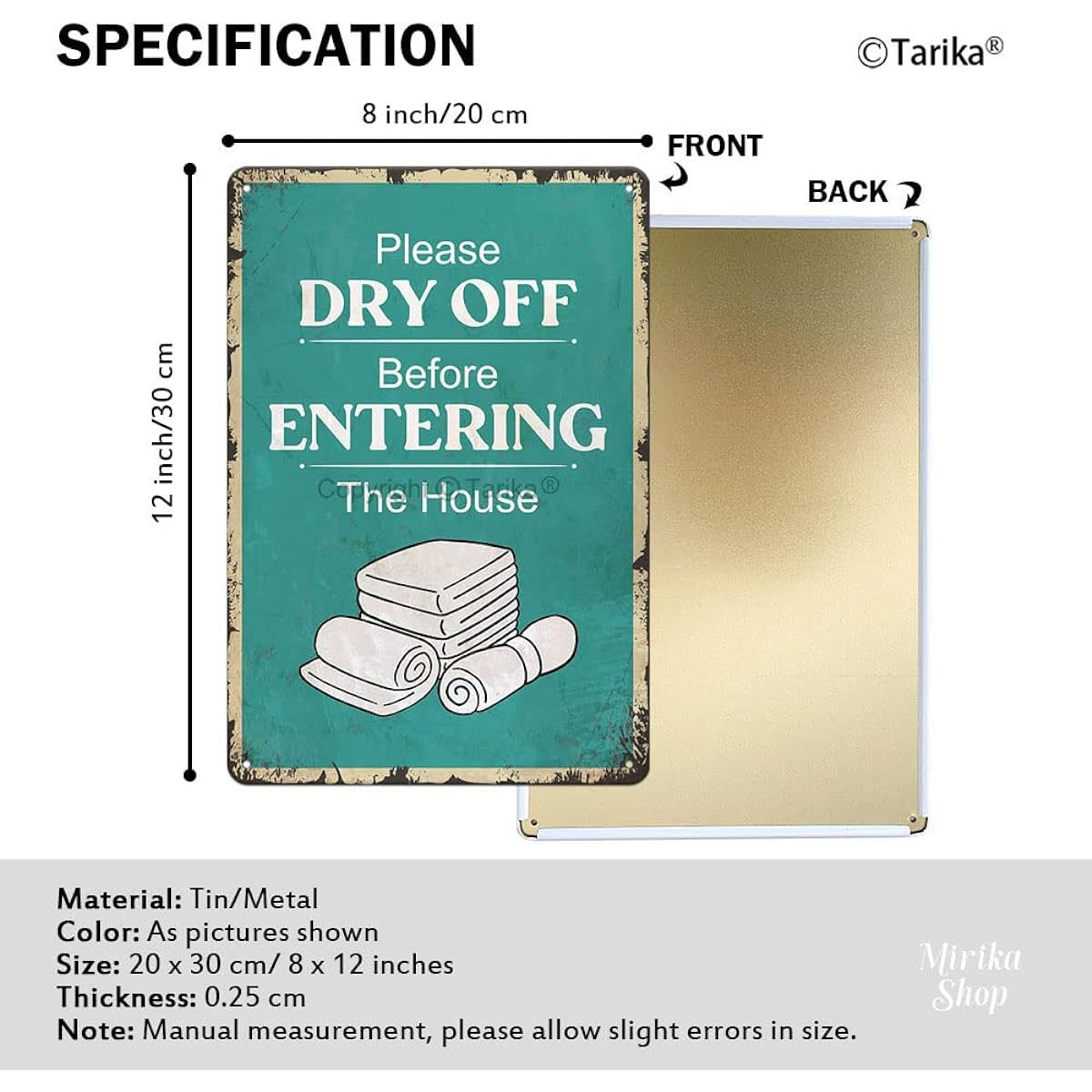 Please Dry Off Before Ending The House Swimming Pool Rules Warning Tin Sign Aluminum Hanging Plaque Art Wall Decor for Indoor/Outdoor 8x12 Inch