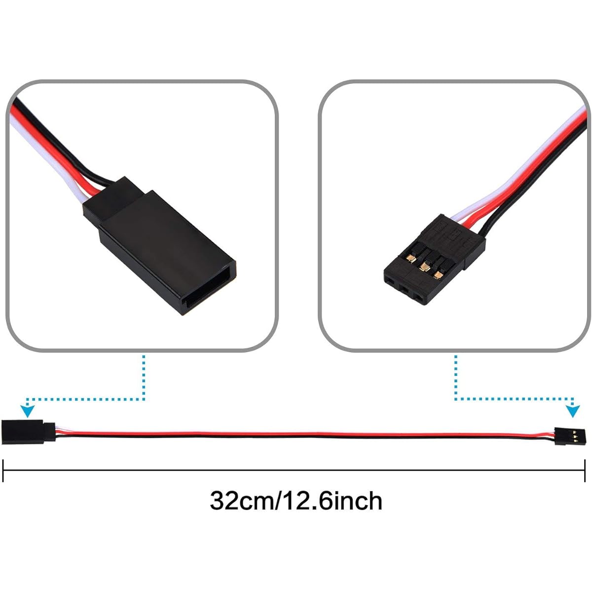 eBoot 12 Pieces 3-Pin Extension Lead Wire Cable Cord for Control Board Remote Control Parts, Female to Male, 320 mm