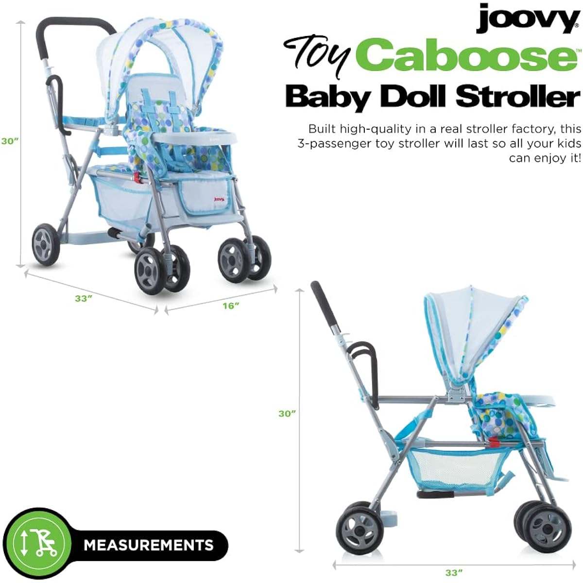 Joovy Toy Caboose Doll Stroller Doll Accessories Blue Dot