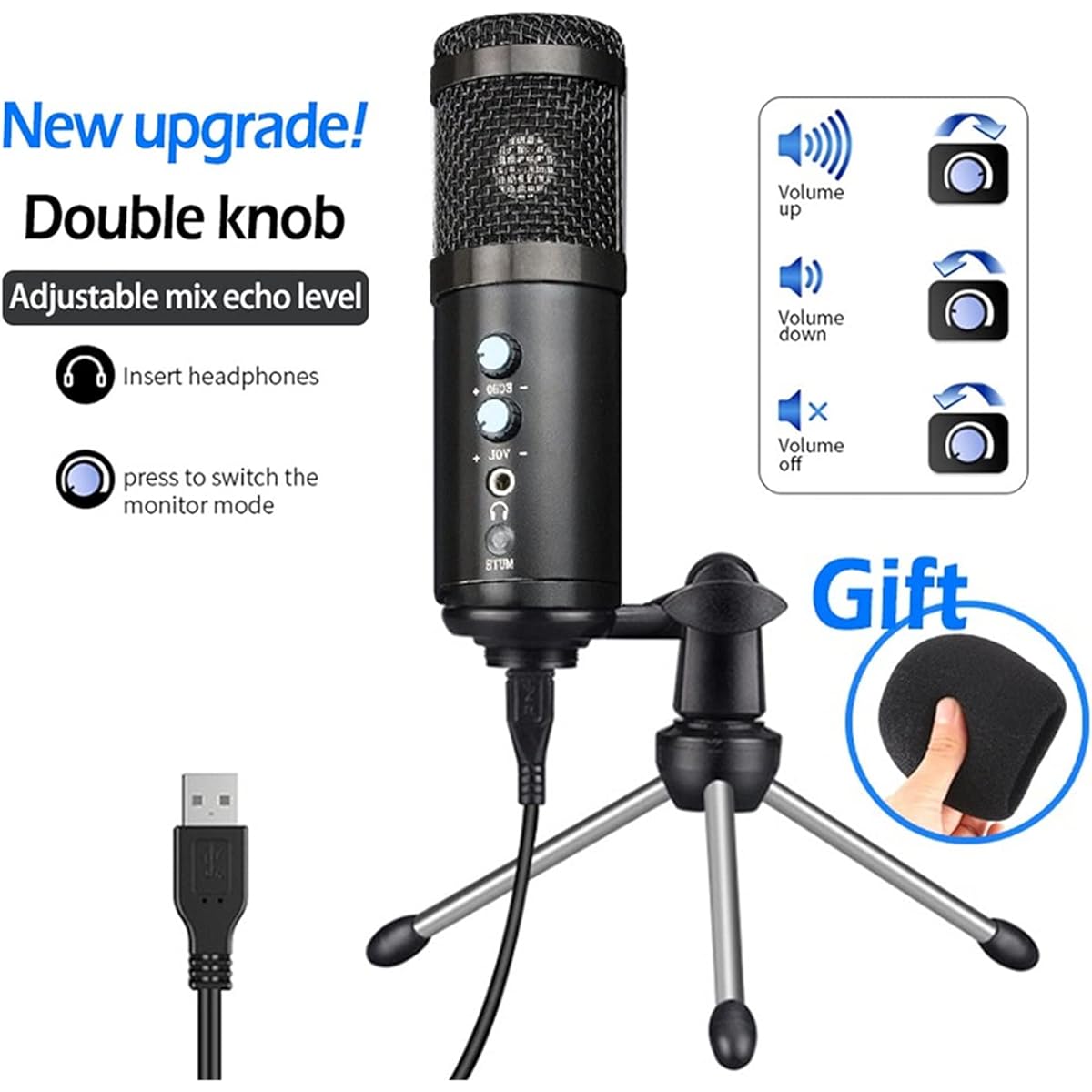 Microphone USB Condenser Microphone Professional Vocal Stream Recording Studio Microphone MIKROFO/MICROFON Microphone Stand