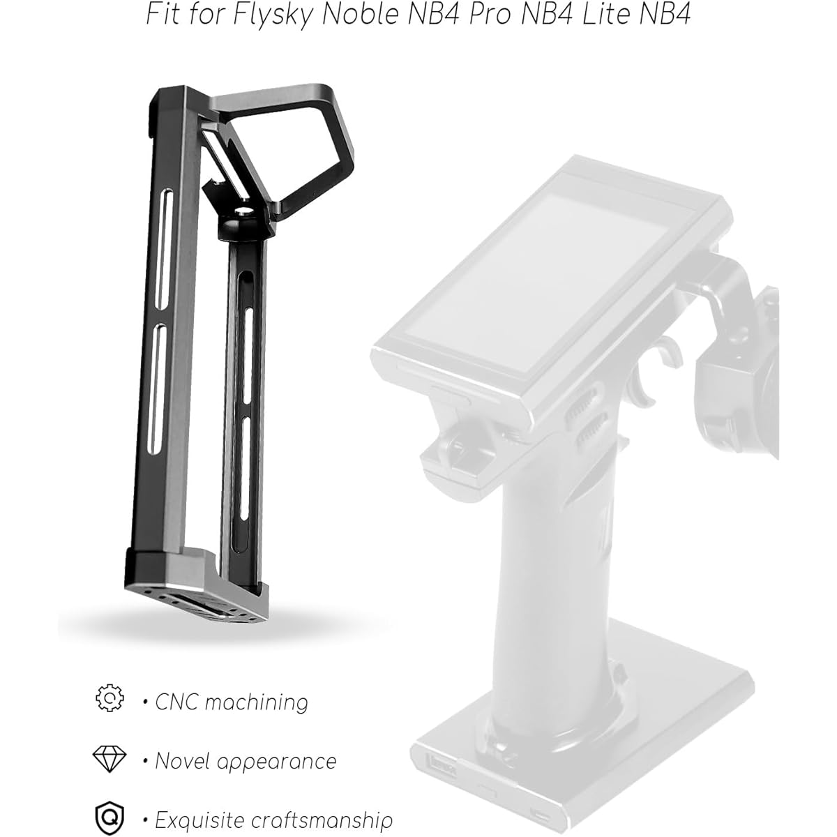 Aluminum Alloy RC Car Transmitter Protector Frame Metal Bracket Holder Shell Support for Flysky Noble NB4 and NB4 Pro/Lite Black