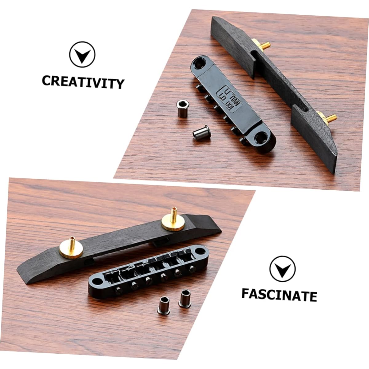 VICASKY Guitar Parts 5pcs 6 Bridge Bass Parts Saddle Bridge Strain Plate Bridge Back Bridge Adjustable Bridge Guitar Wood Scroll Wheel Guitar Tone