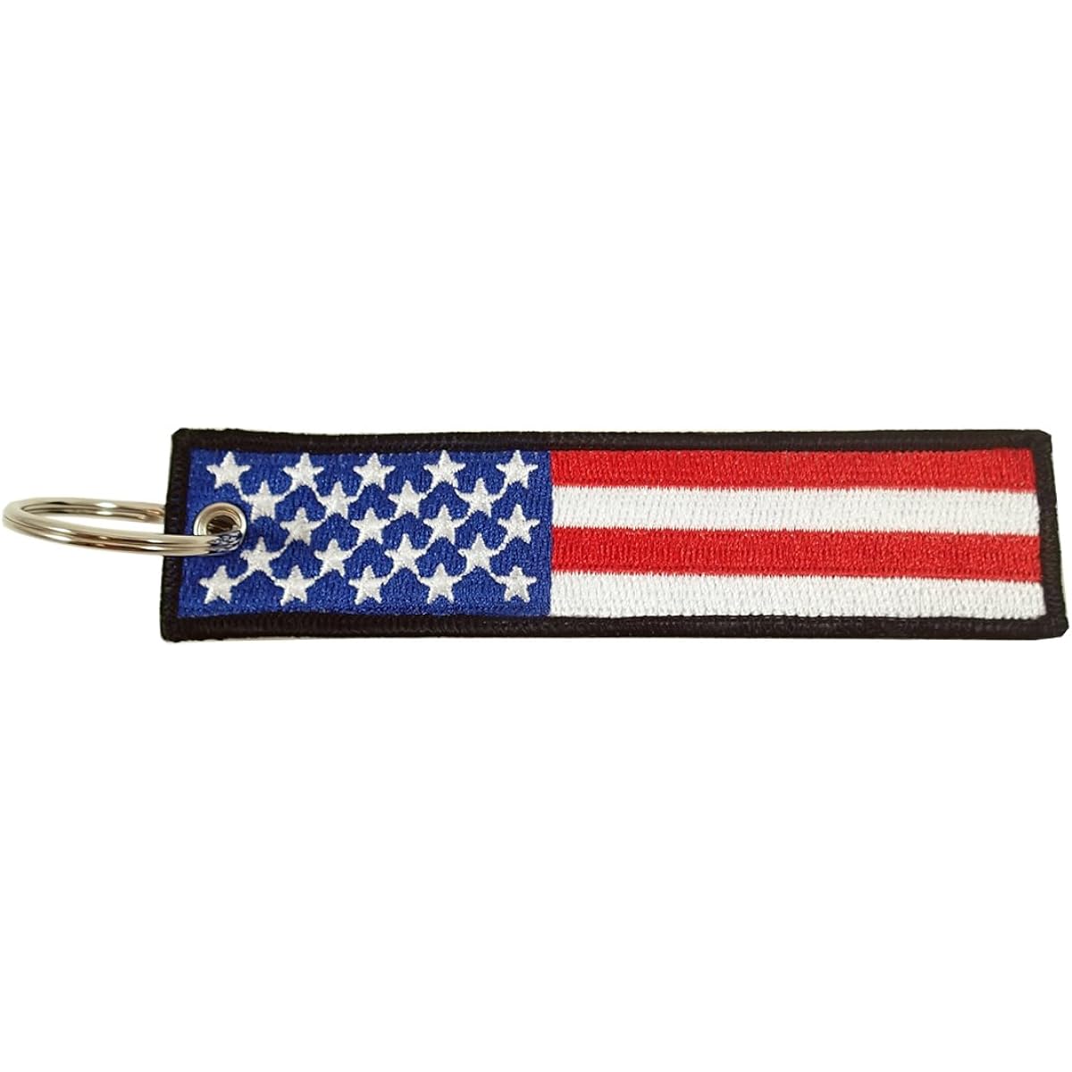 American flag keychain, 100% embroidered.