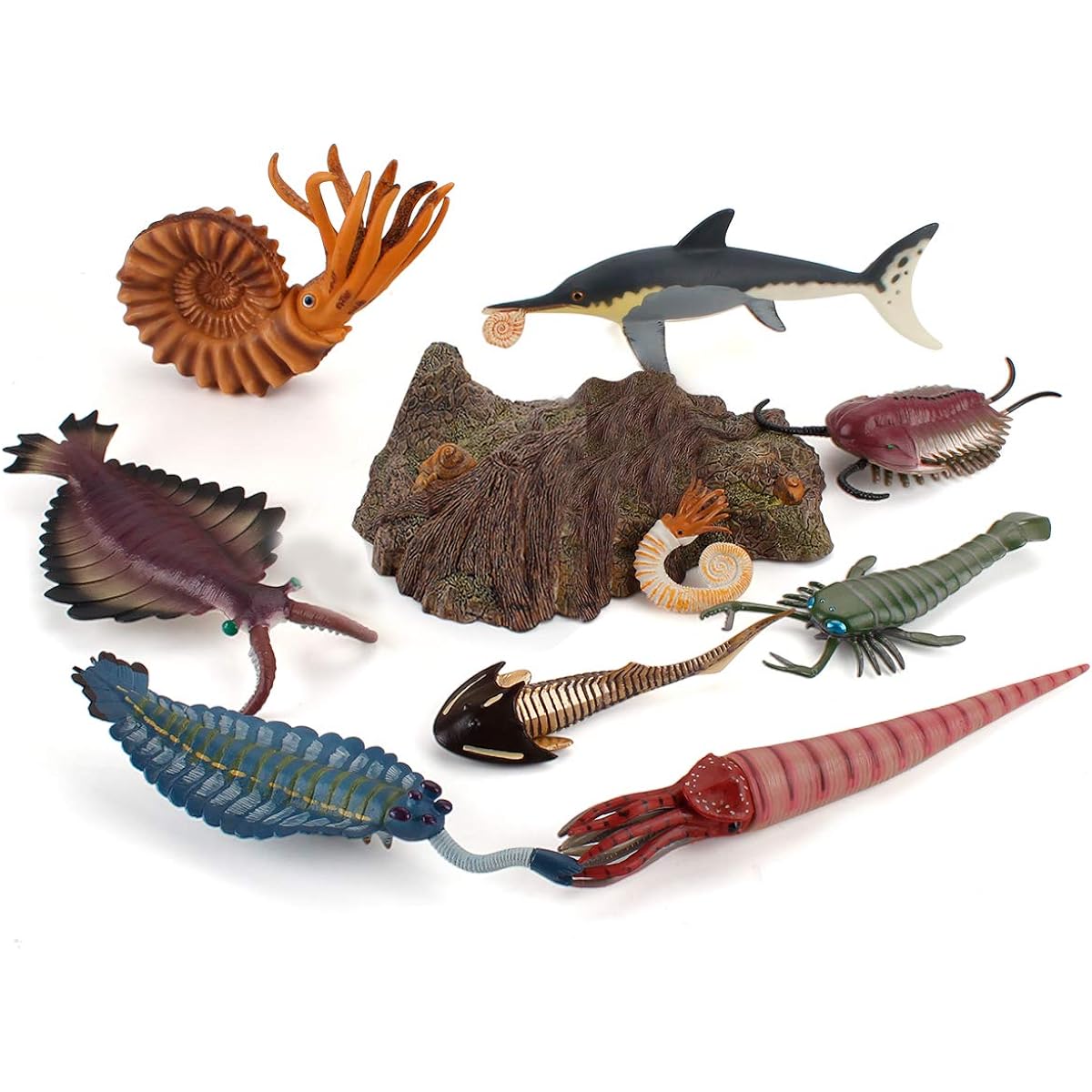 9 Pieces Ancient Creature Animal Action Figure Model Nautilus Cephalaspis Party Favors Cake Topper Set Desktop Decoration Toys for 5 6 7 8 Years Boys Girls Children Toddler
