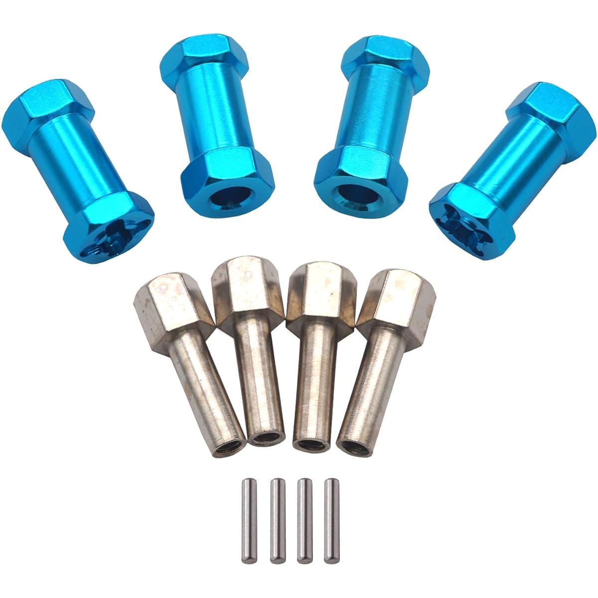Mirthobby 12mm Aluminum Wheel Hex Hub 25mm Offset Extension Hex Drive Adapter Combiner Coupler for Axial Scx10 D90 Wraith CC01 1/10 RC Crawler Car, Blue, Pack of 4