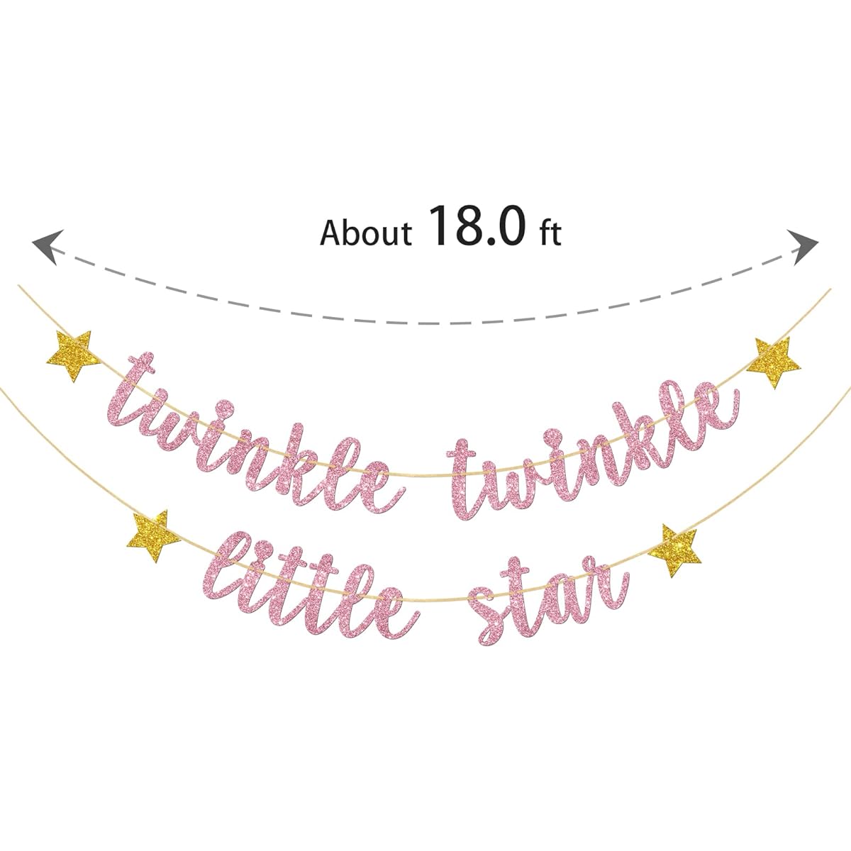 Twinkle Twinkle Little Star Banner - Baby Shower Photo Backdrop, Kids Birthday Party Decorations, Gender Reveal, Welcome Little One(Pink Glitter)