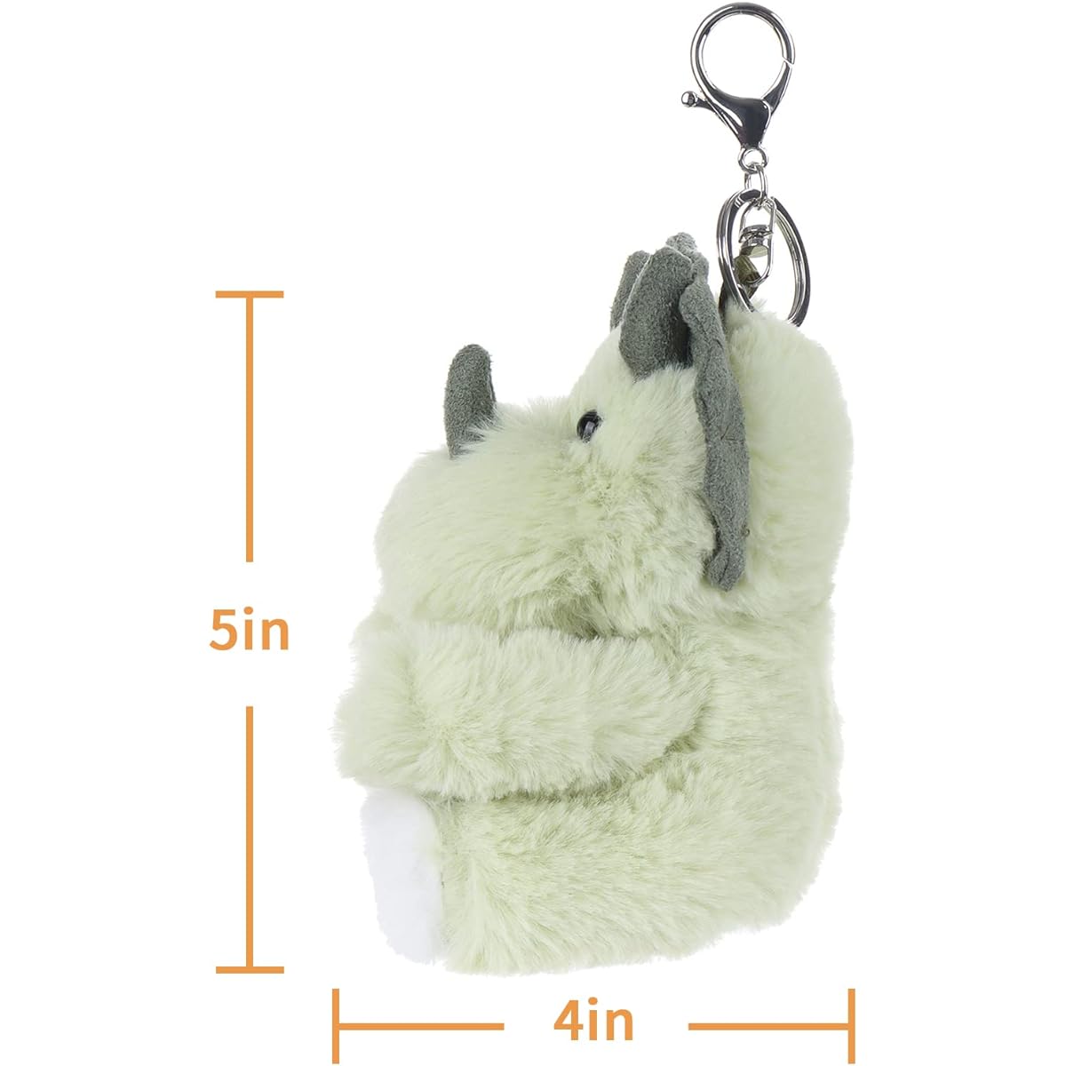 Apricot Lamb Cute Toy Plush Green Triceratops Stuffed Animal Soft Keychain for Kids Bags, Wallets, Backpacks, Handbags (5 inch)