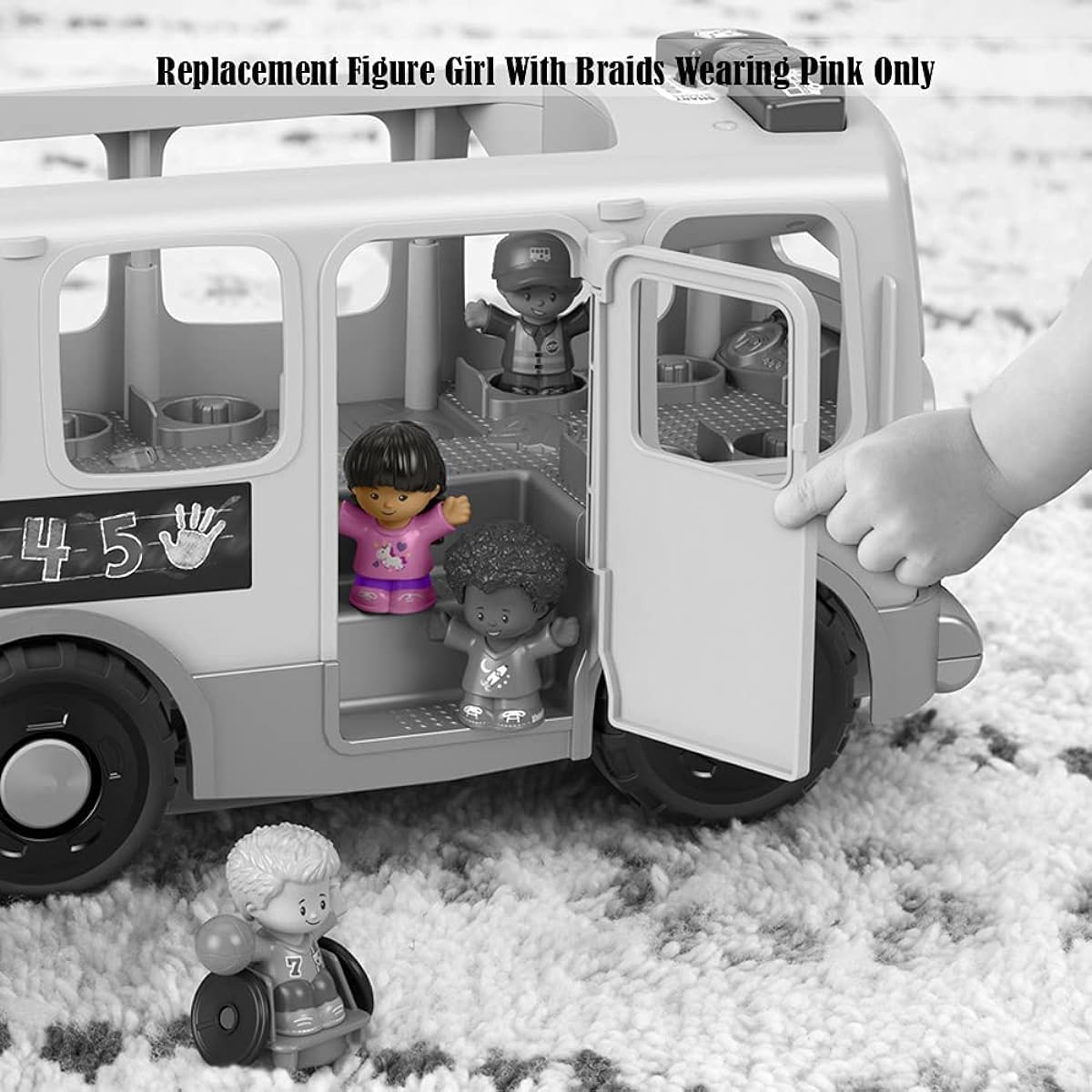 Little People Big Yellow Schoolbus Playset Replacement Part - GLT75 ~ Replacement Figure ~ Girl with Braids in Pink