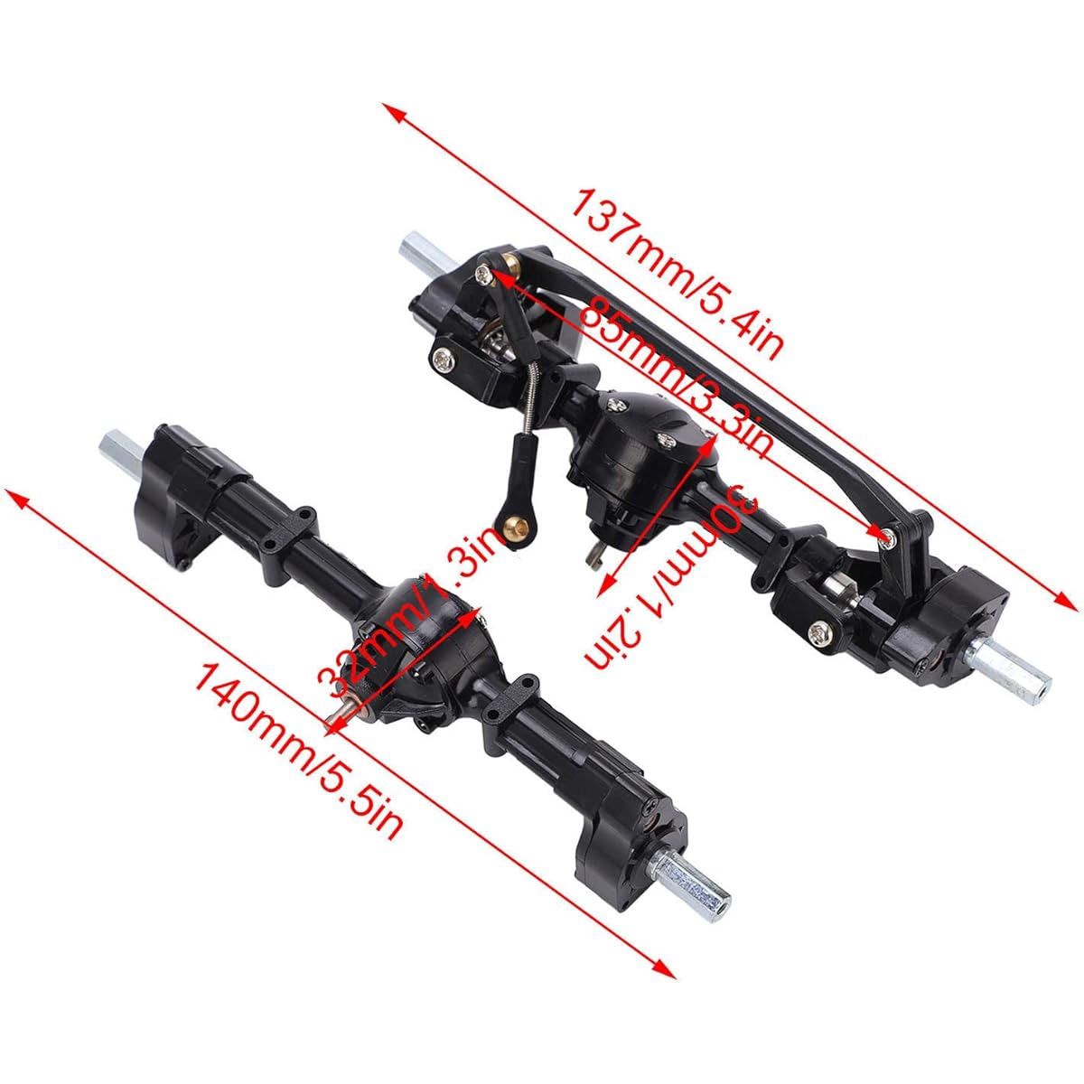 RiToEasysports RC Front Rear Axle Gearbox RC Car Metal Rear Axle Upgrade Accessories for WPL C14 C24 C34 C44 B14 B24 1/16 RC Car Upgrade Parts