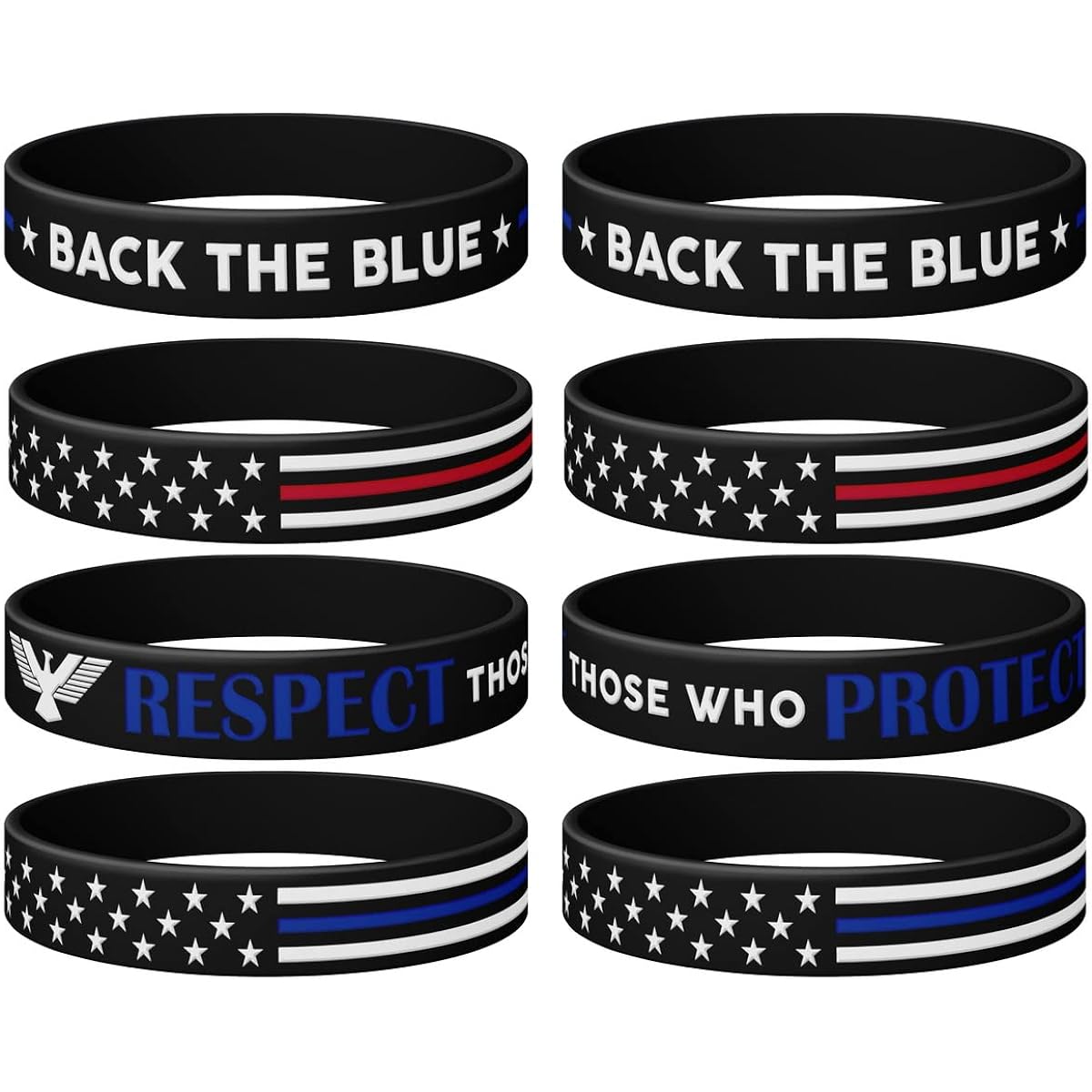 Blue Thin Blue Line Silicone Bracelet Wristband Blue Silicone Silicone Wristband Show Your Support for Police Officer Leo Police Party Favors Gifts for Women Men Teens (Pack of 12)