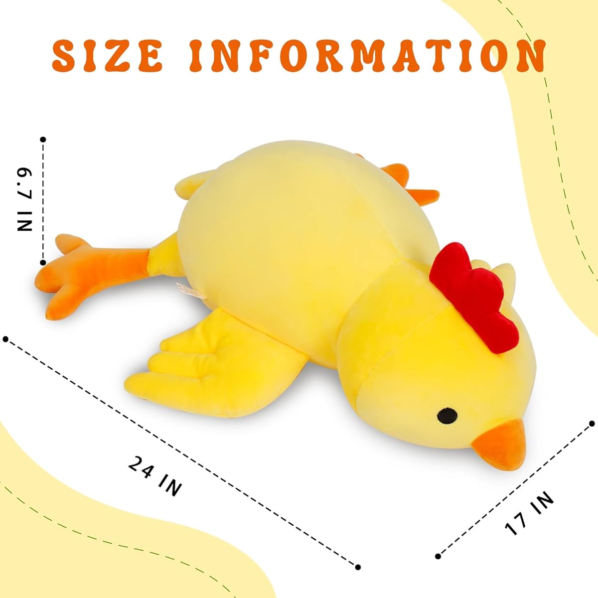 Chicken Weighted Plush Toy, 24 Inch, 4 Pounds, Character Weighted Plush Series, Cute Chick Stuffed Animal Doll, Birthday Gift for Kids/Adults