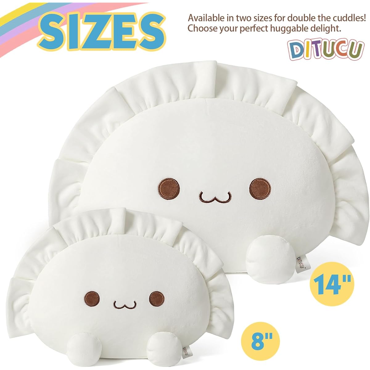Ditucu Cute Dumpling Plush Pillow Funny Food Soup Dumpling Stuffed Animal Kawaii Animals Toy Hug Gift for Kids White 14 Inch