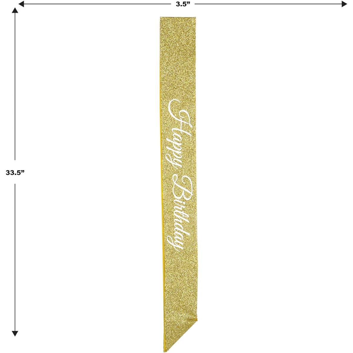 Beistle Sparkly Fabric Happy Birthday Sash for Adult Diva Girls Night Out Wearable Party Supplies 32.5" x 3.5", Gold/White, 2 Piece