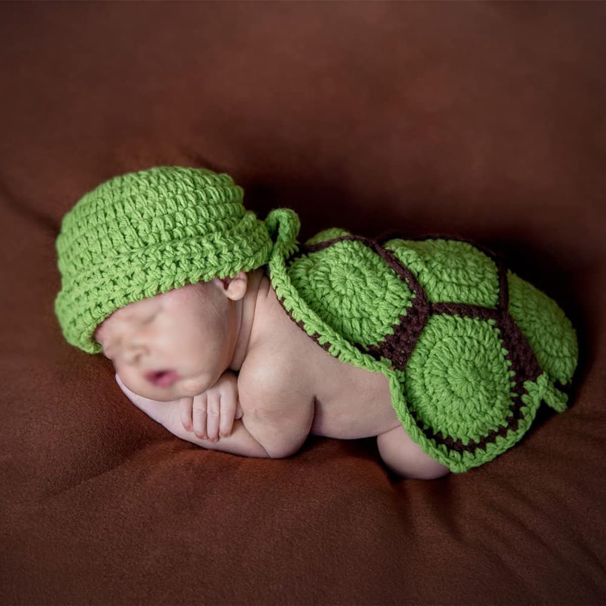 BlueTop Handmade Turtle Tortoise Crochet Cotton Knit Animal Beanie Hat Costume Set for 3-6 Months Baby Girl Boy(Green) by BlueTop