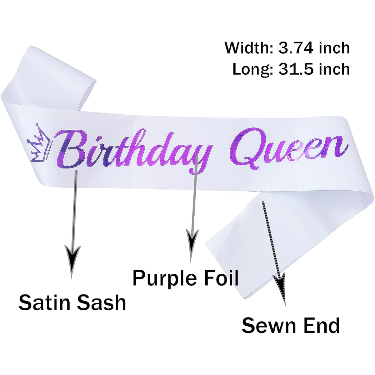LXYXUUN Birthday Queen Sash White Purple Foil Birthday Sash for Women Funny Birthday Party Decorations 21st 30th 40th 50th Birthday Sash Gift Ideas