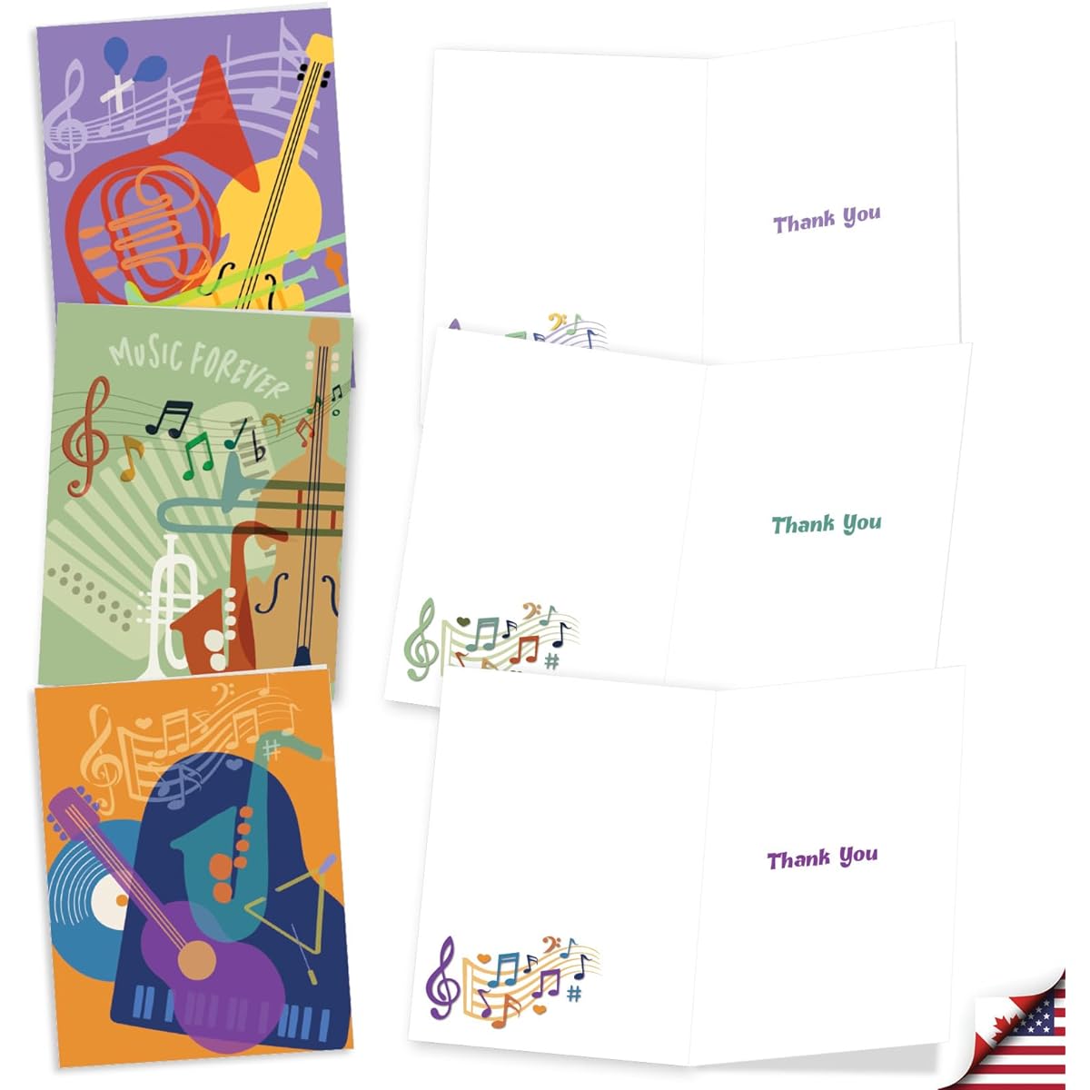 The Best Card Company AM10042TYG-B2x10 Assorted Thank You Note Cards, Set of 20, 4 x 5.12 Inch, with Envelopes (10 Designs, 2 of Each)