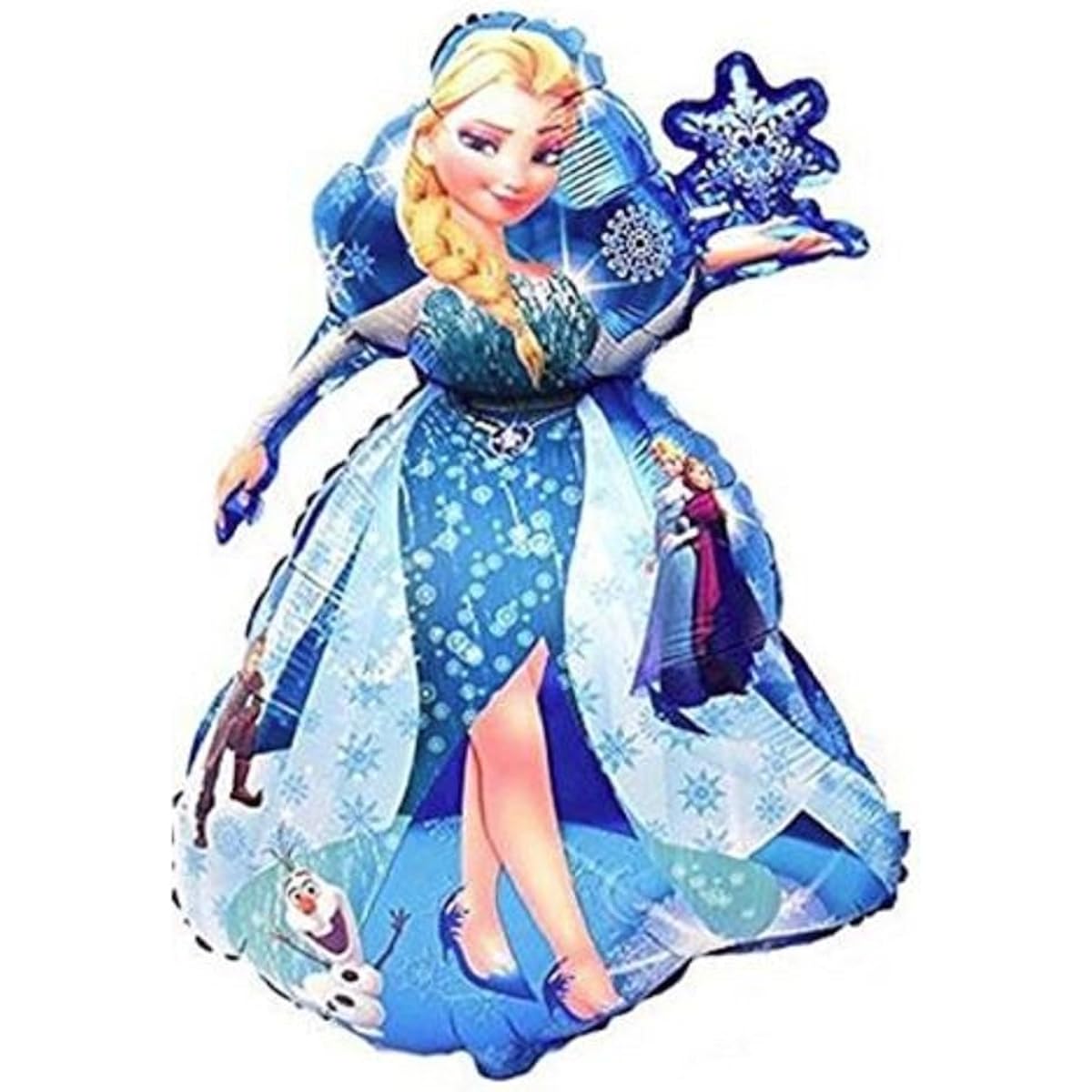 Jolly Jon Disney Princess Frozen Birthday Party - Elsa Birthday Balloon Olaf Balloon - Snowflake Balloon with Ribbon