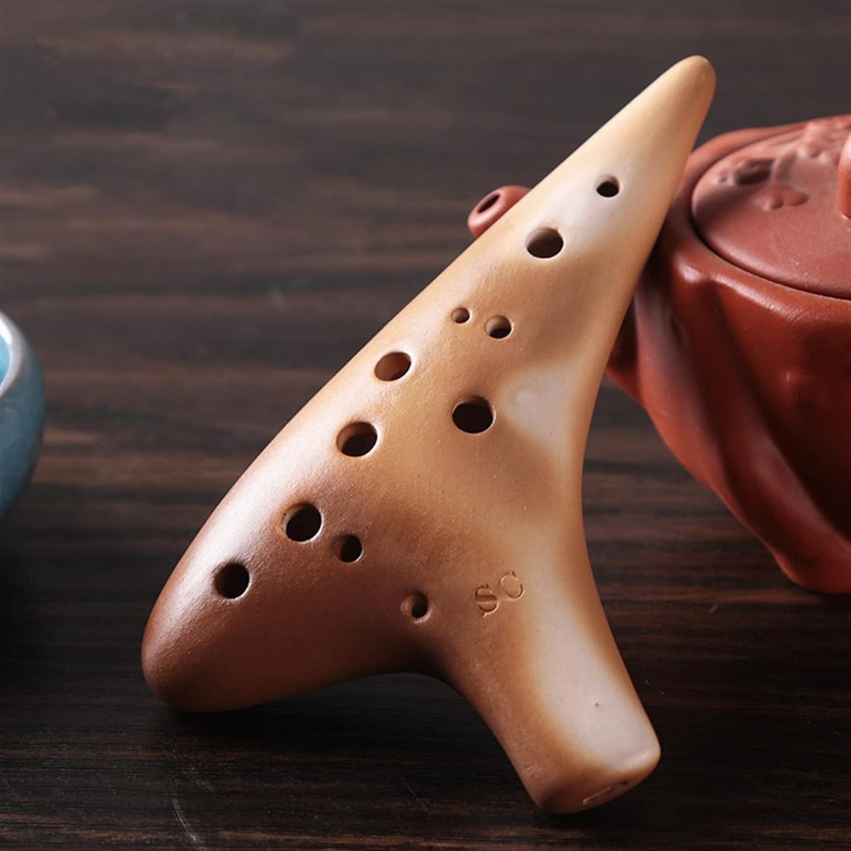 Professional Smoked 12 Holes Treble C Key Handmade Ceramic Ocarina Student Ocarina Musical Instrument Ocarina Instrument