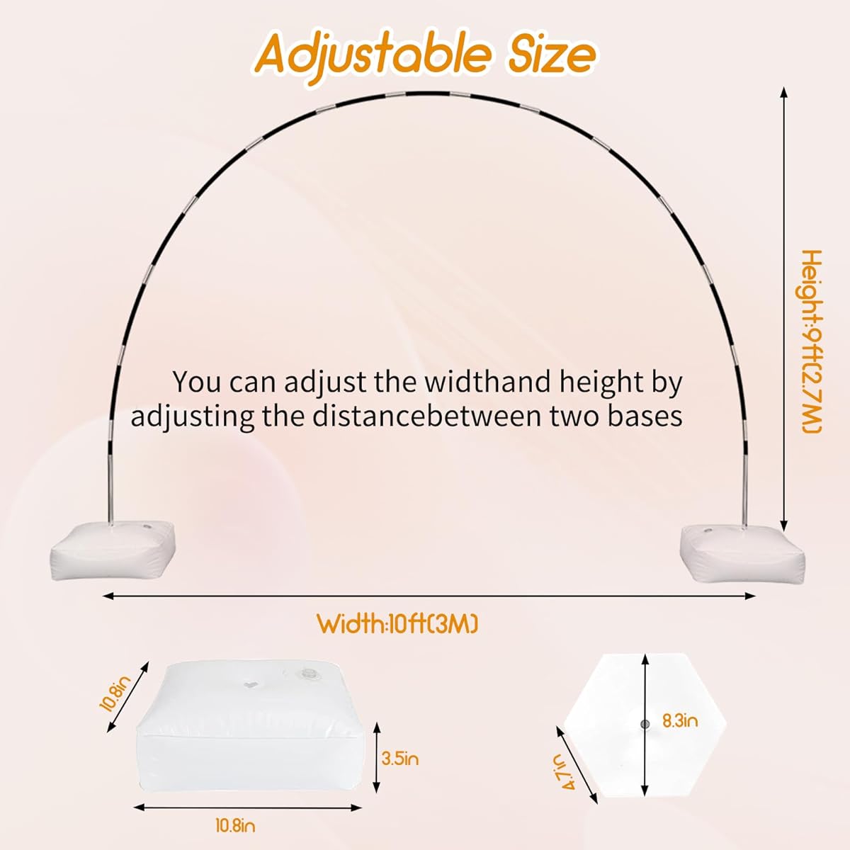 Balloon Arch Kit 10' Width & 9' Height Balloon Arch Stand with Base for Wedding Baby Shower Birthday Party Supplies Decorations
