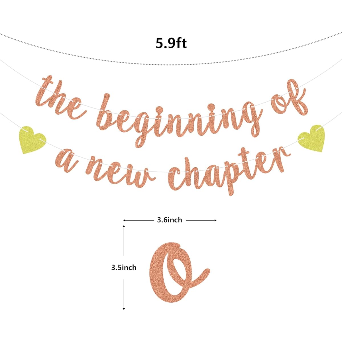 The Beginning of a New Chapter Banner - Farewell Party Decoration - Graduation Retirement Baby Gift Engagement Career Change Goodbye Party Decoration Rose Gold Glitter