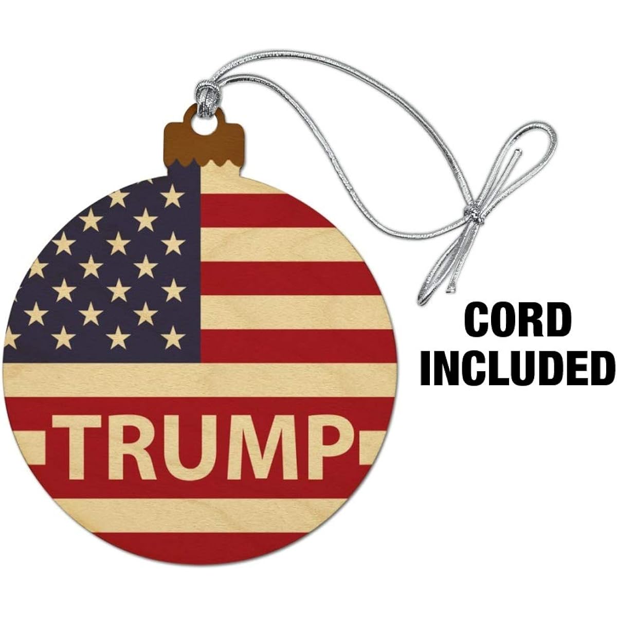 Trump American Flag President Wooden Christmas Tree Holiday Ornament