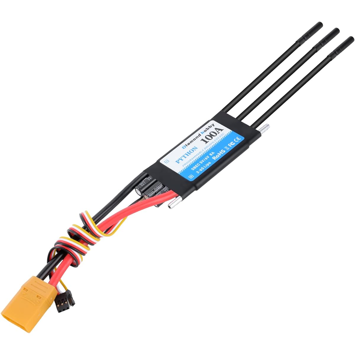 DH 100A 2-6S Waterproof Brushless ESC Electronic Speed Controller 5V/6V 8A BEC XT90 4.0mm Banana Head Connector for Model Ship RC Boat