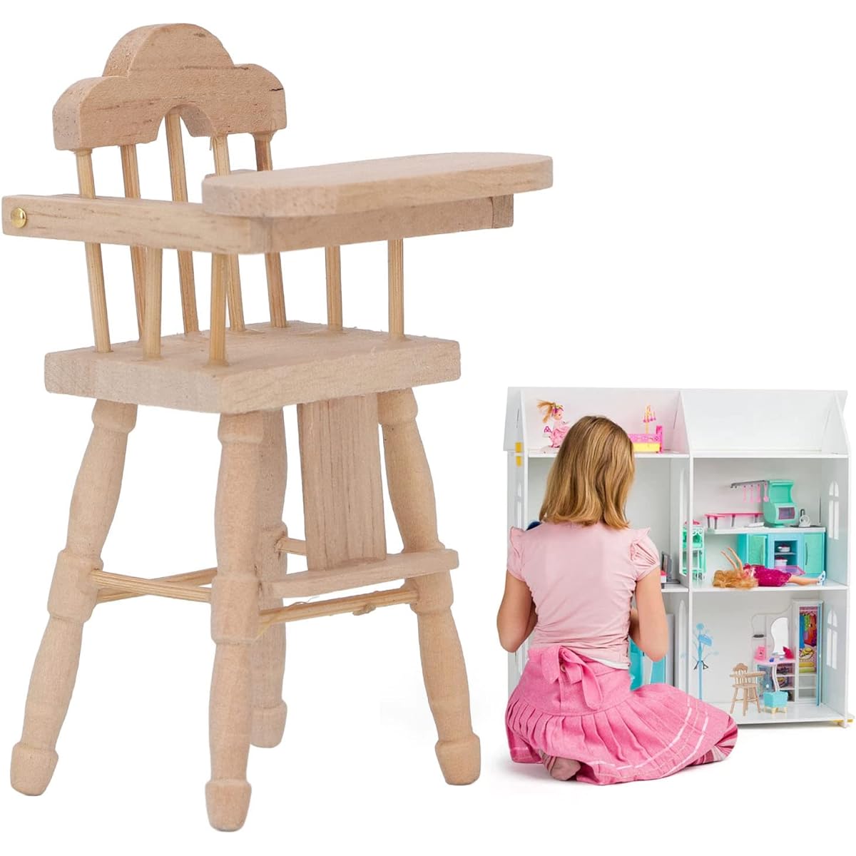 Tnfeeon Dollhouse Baby Dining Chair, Fine Workmanship, 112 Dollhouse Decoration for Collection